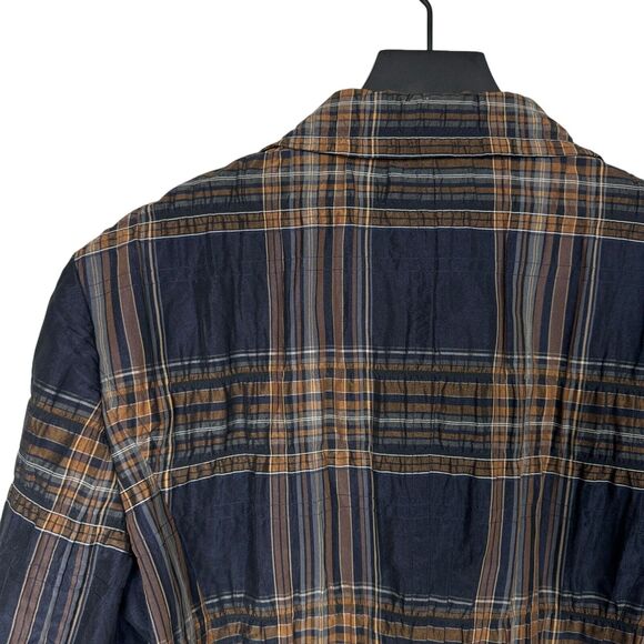 Kasper Blazer Size 12 Plaid Short Brown Blue Jacket Double Button Sportswear - Picture 6 of 9